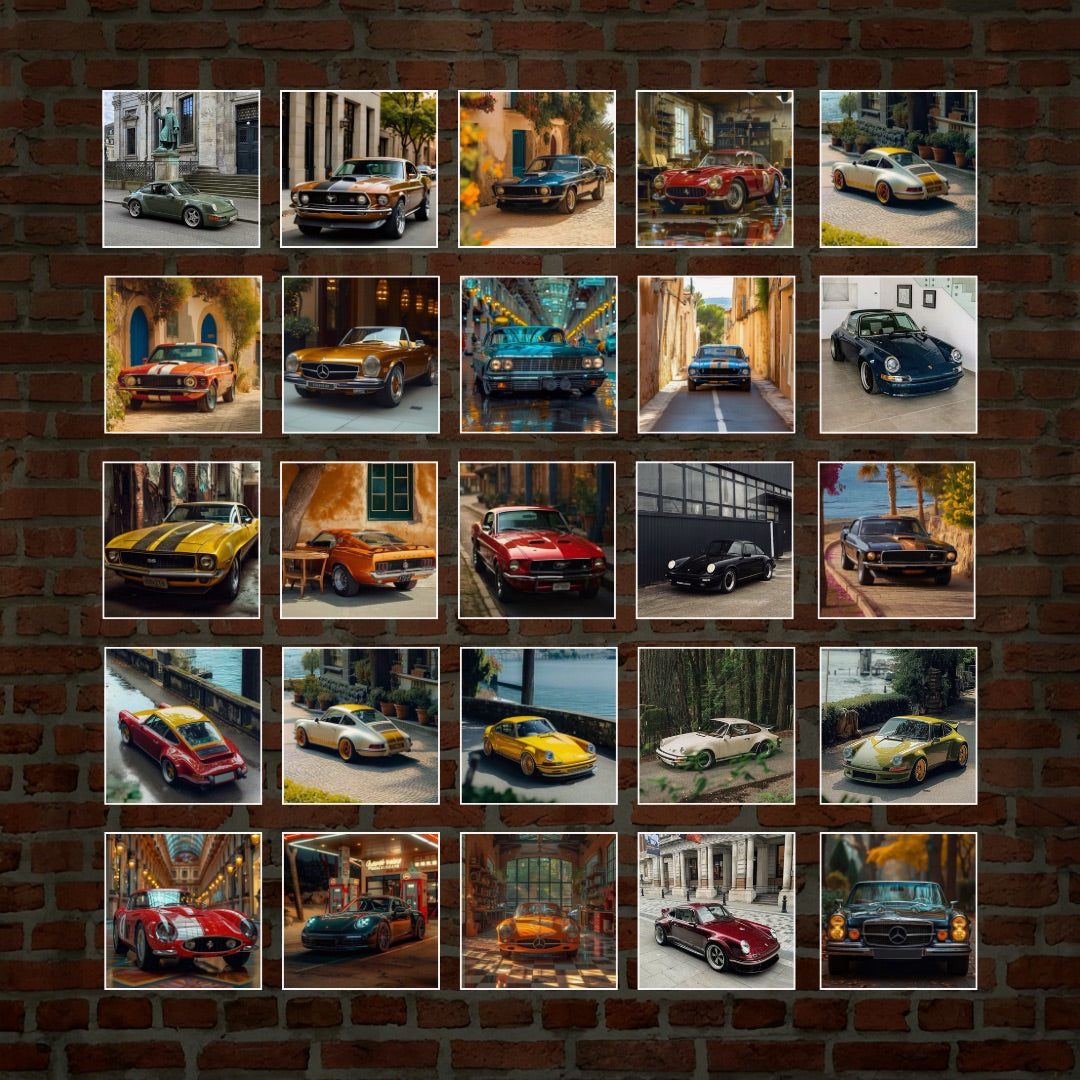 Cars & Bikes Wall Collage Cards | Candid Apricot