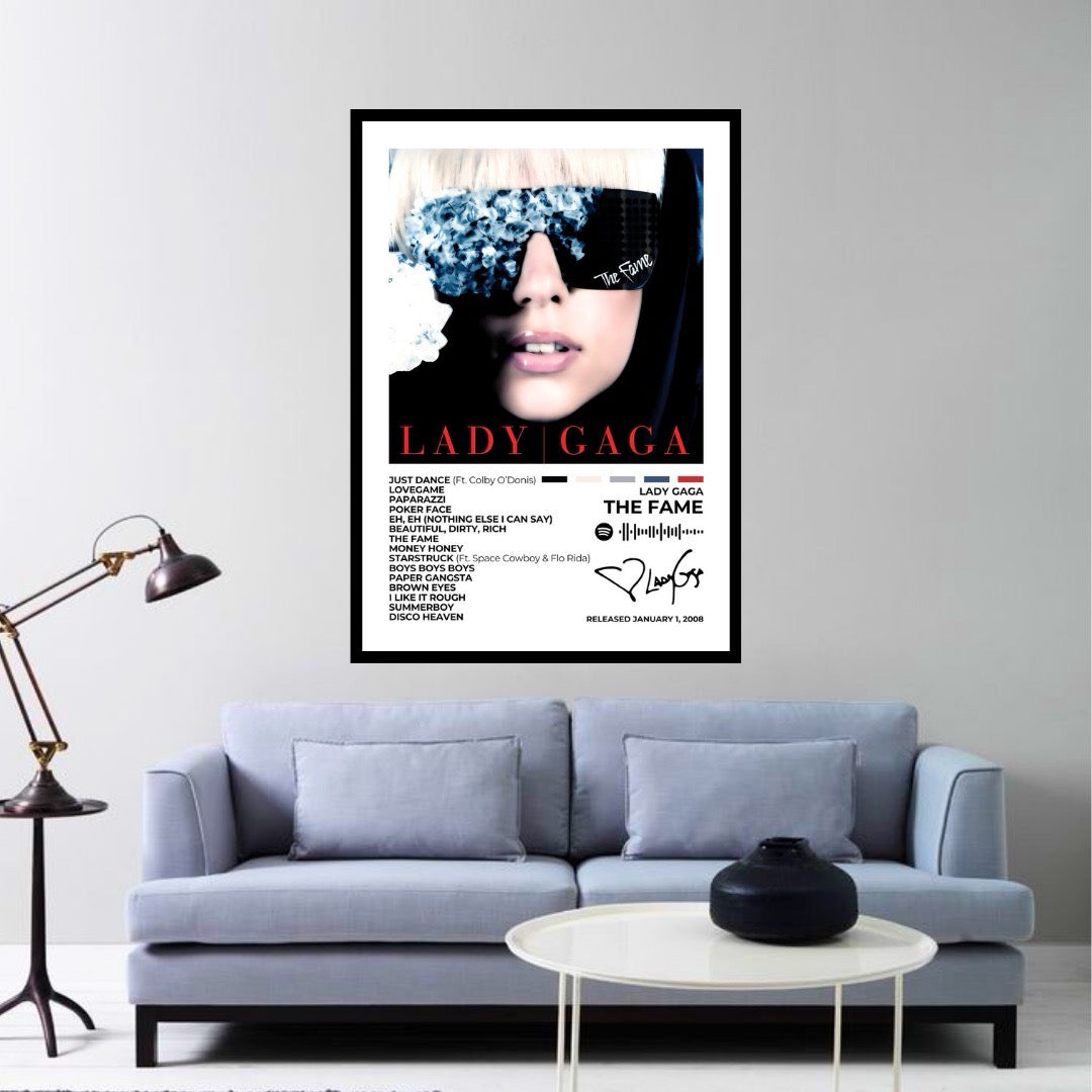 Step into the era of The Fame with this iconic album cover poster. A tribute to Lady Gaga’s electrifying debut, capturing the glamour, edge, and bold artistry that defined a generation.
