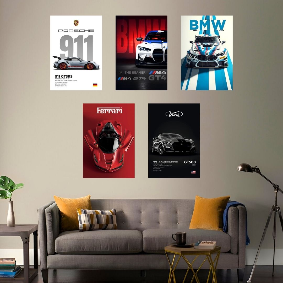 SET OF 5 POSTERS | BEST SELLING LUXURY CARS