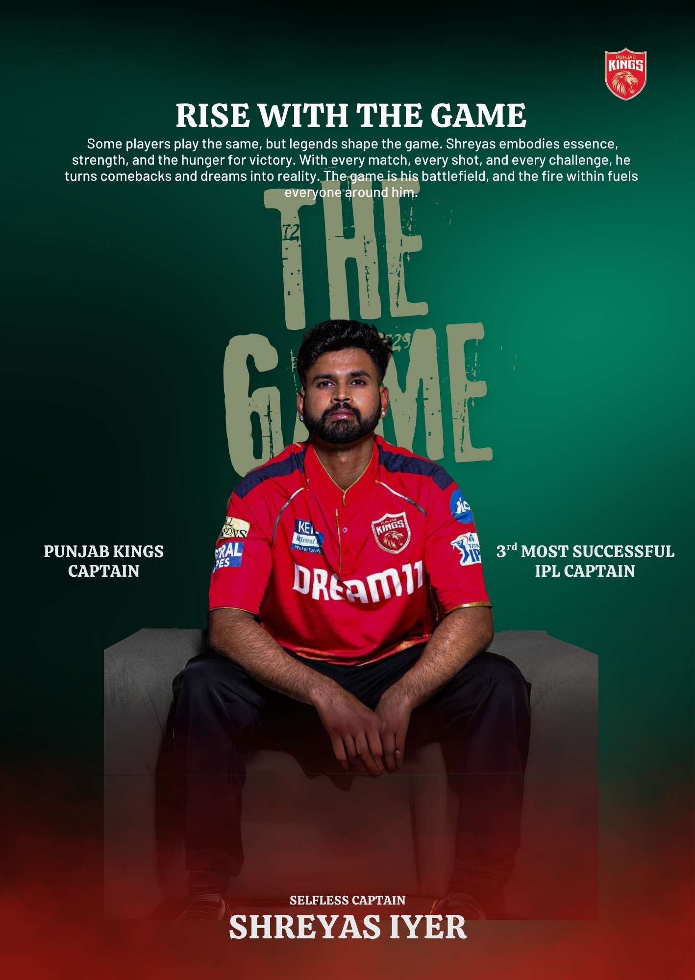RISE WITH THE GAME – Shreyas Iyer Leadership Wall Art