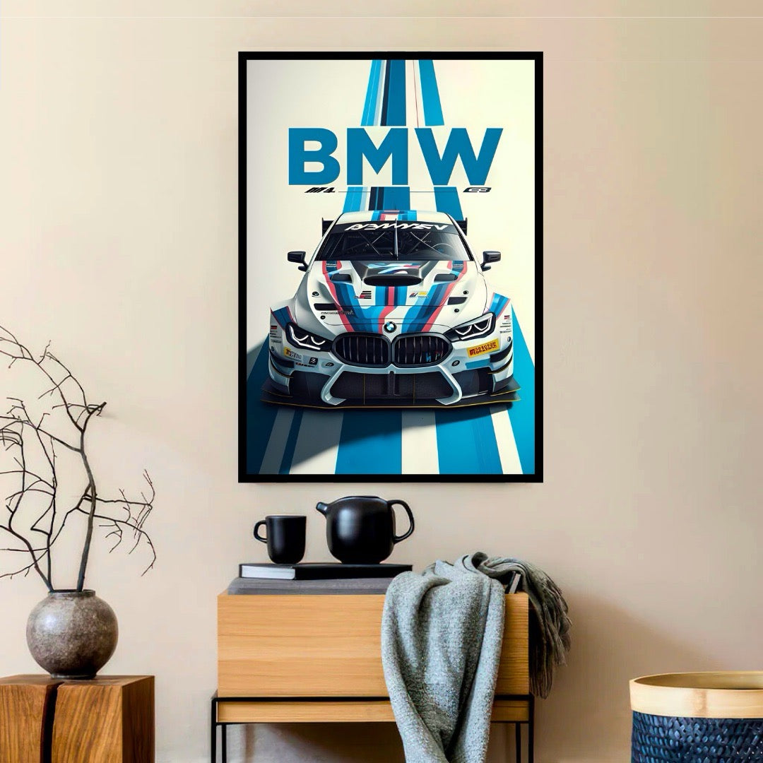 Candid Apricot presents BMW M3 GT2 automotive poster and frame.