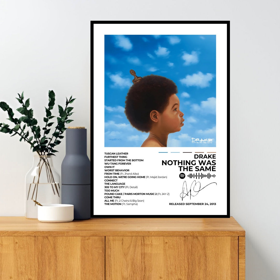 Drake – Nothing Was The Same Reflect on Drake's transformative journey with this Nothing Was The Same album cover poster. Featuring the iconic profile imagery, it's a staple for any modern music collection.