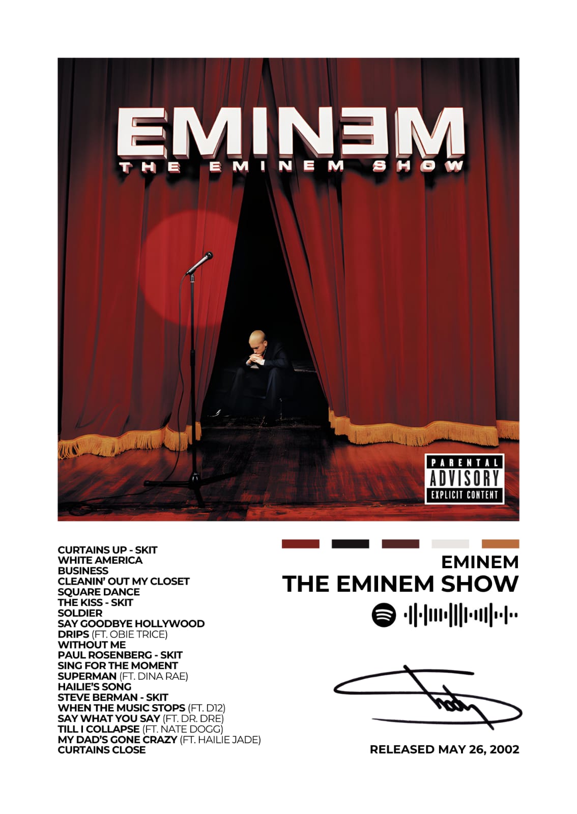 EMINEM - The Eminem Show - Transform your space with this Eminem - The Eminem Show poster. Featuring iconic artwork from the legendary album, this piece is a must-have for any hip-hop fan.
