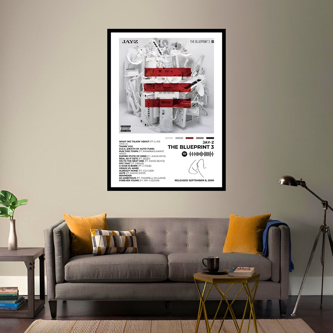 JAY-Z - The Blueprint 3 - Celebrate hip-hop excellence with this The Blueprint 3 album cover poster. Featuring the iconic stacked instruments design, this piece represents JAY-Z’s legendary influence on the genre. A must-have for rap enthusiasts and music collectors.