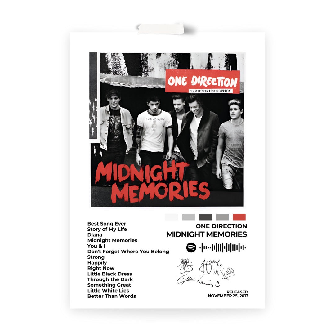 ONE DIRECTION – Midnight Memories - A more mature and rock-infused album, Midnight Memories features anthemic hits and emotional ballads, marking a turning point in the band’s journey.