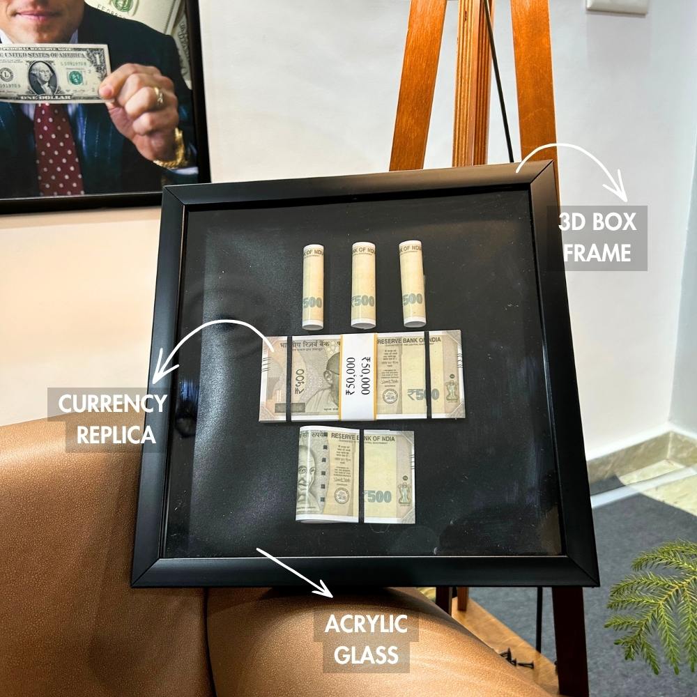 Rupee Roll Frame | 3D Shadow Box Frame | ₹500 Bill Replica | Shatterproof Glass