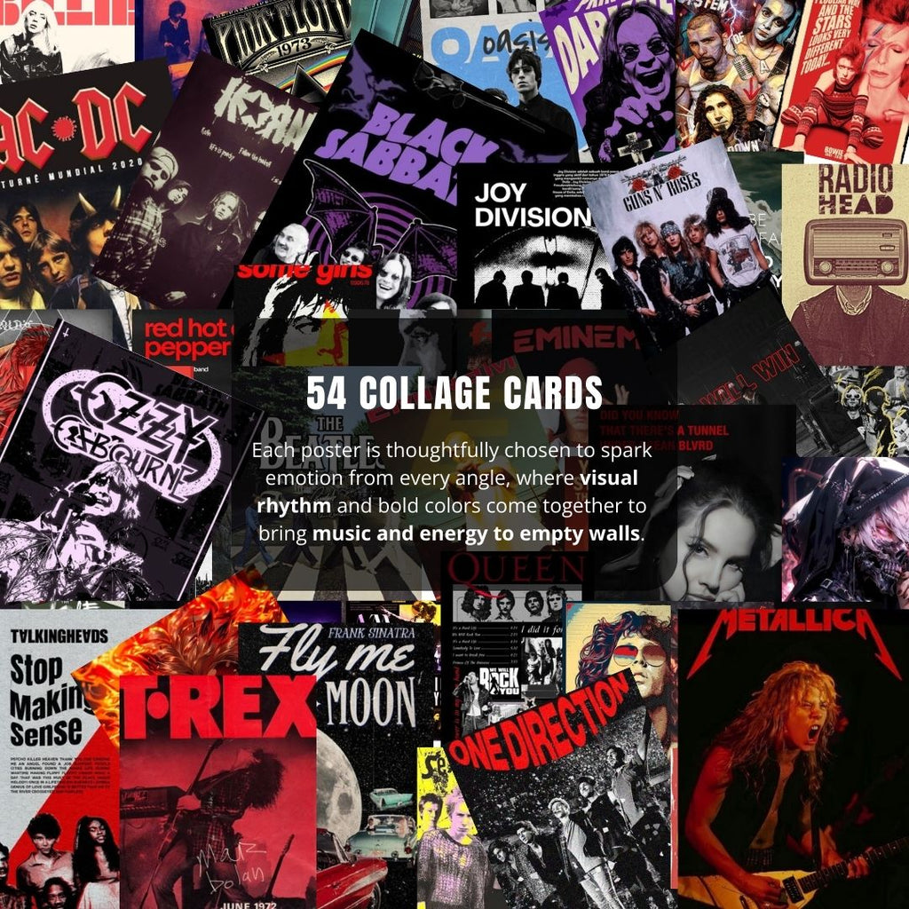 Music Albums Collage Poster | Set of 54 | Free Glue Dots | 4x6 inch
