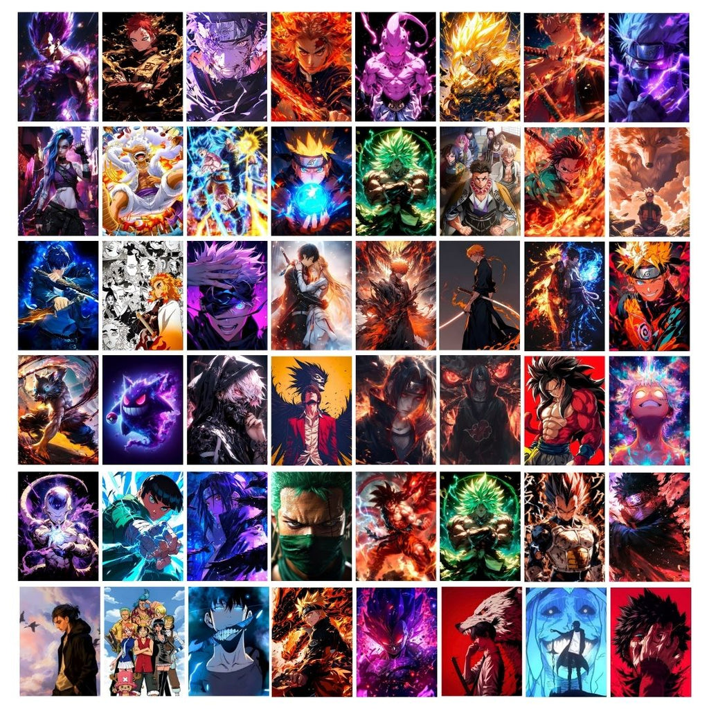 Anime Collage Poster | Set of 54 | Free Glue Dots | 4x6 inch