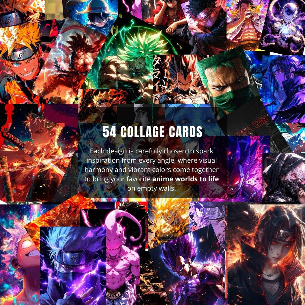 Anime Collage Poster | Set of 54 | Free Glue Dots | 4x6 inch