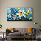 Blue Floral Lily Painting