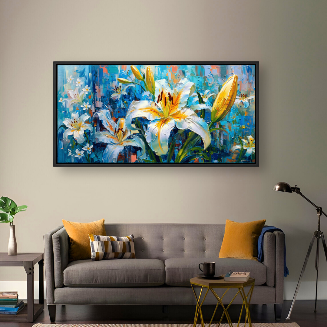 Blue Floral Lily Painting