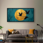 Flying Birds Golden Moonlight