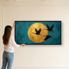 Flying Birds Golden Moonlight