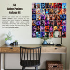 Anime Collage Poster | Set of 54 | Free Glue Dots | 4x6 inch
