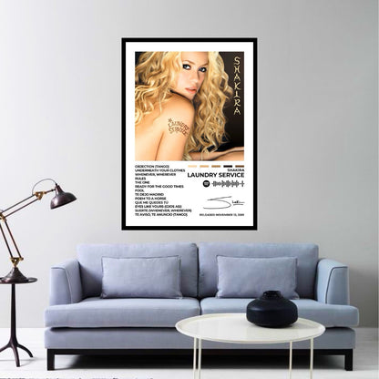 Experience the passion and global influence of Laundry Service with this iconic album cover poster. A tribute to Shakira’s electrifying energy, signature vocals, and unforgettable hits.