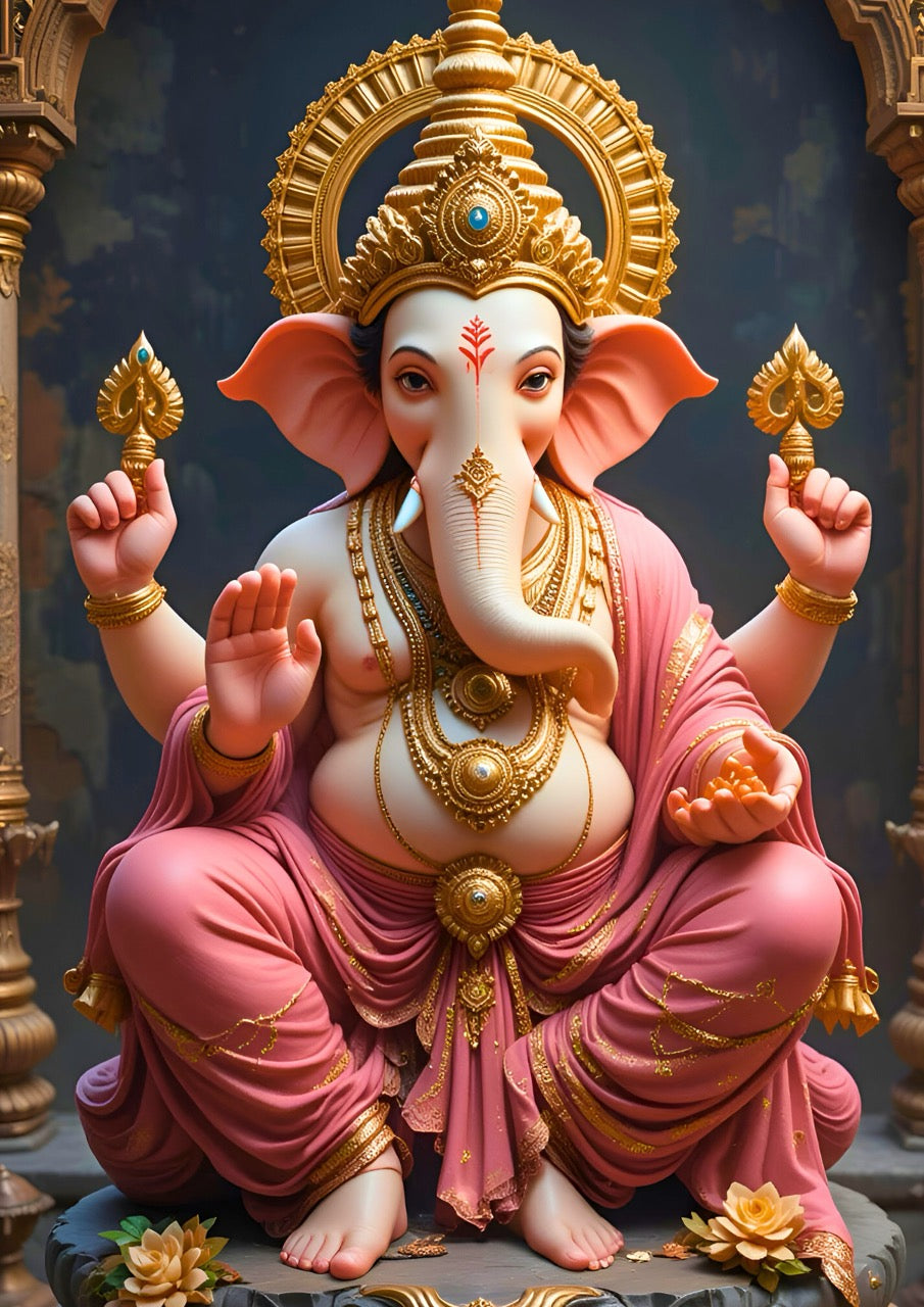 Lord Ganesha - Pink Attire