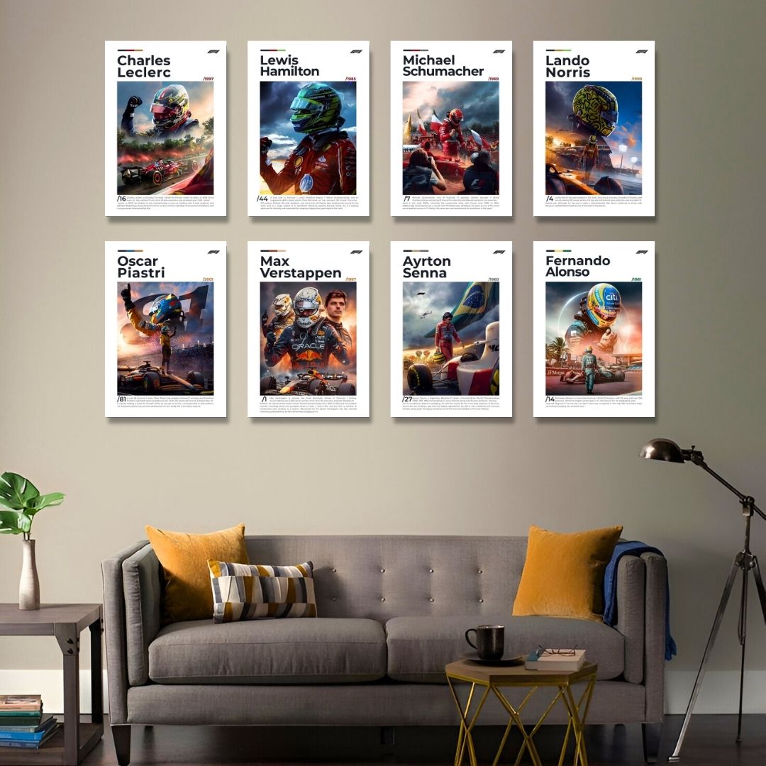 F1 LEGENDS SET OF 8 POSTERS  | UNFRAMED