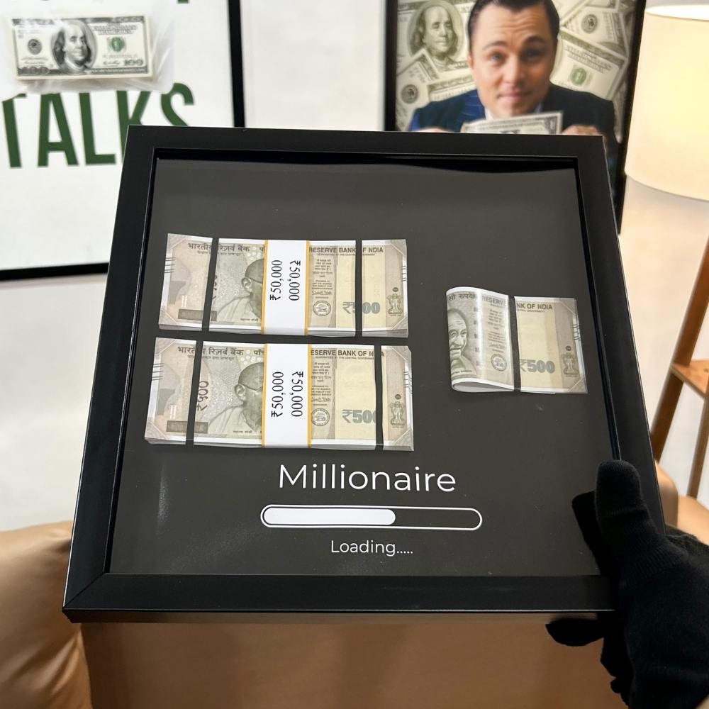 Millionaire Loading | 3D Shadow Box Frame | ₹500 Bill Replica | Shatterproof Glass