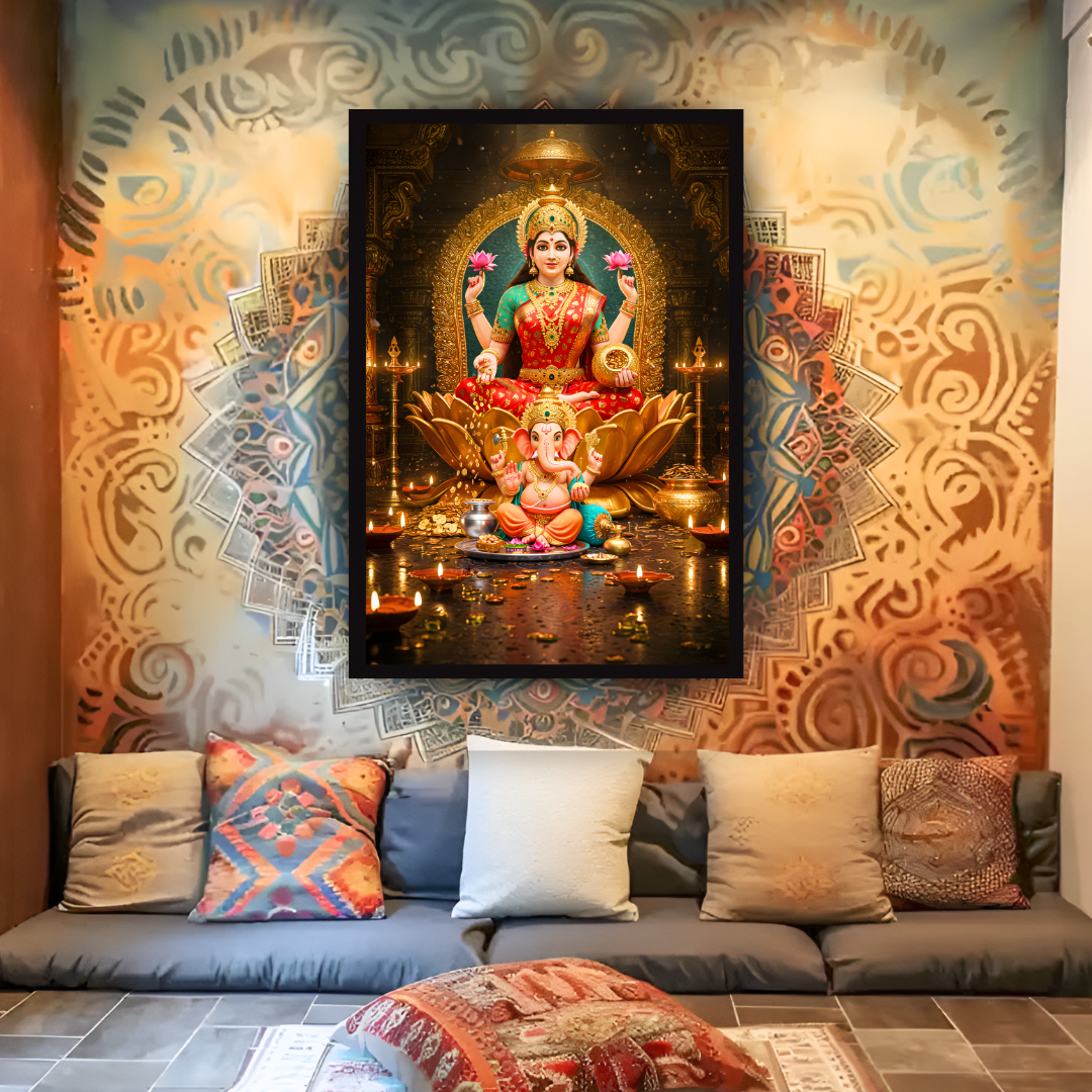 Goddess Lakshmi with Lord Ganesha