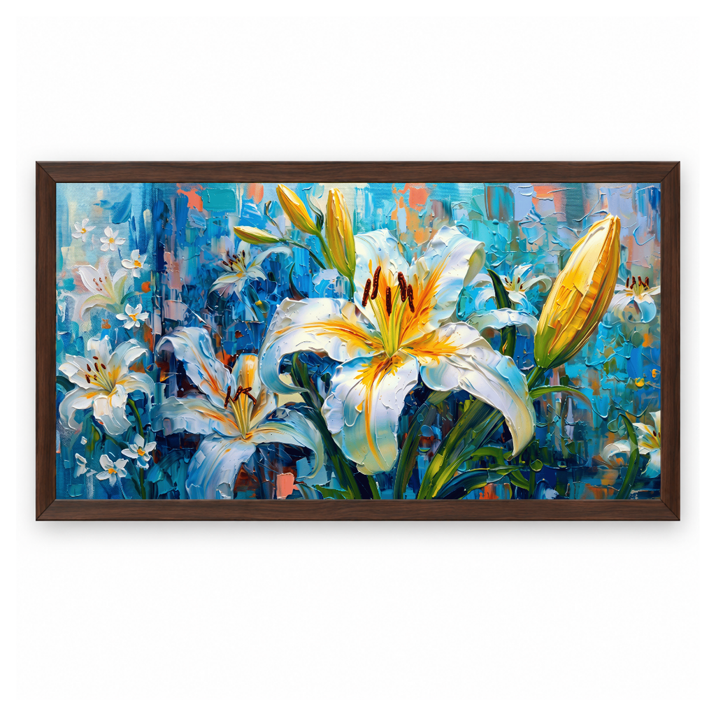 Blue Floral Lily Painting