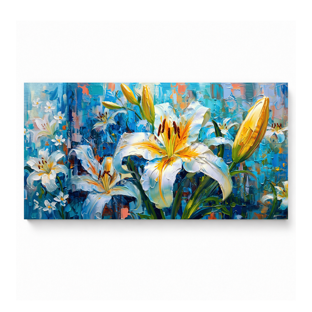 Blue Floral Lily Painting