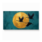 Flying Birds Golden Moonlight