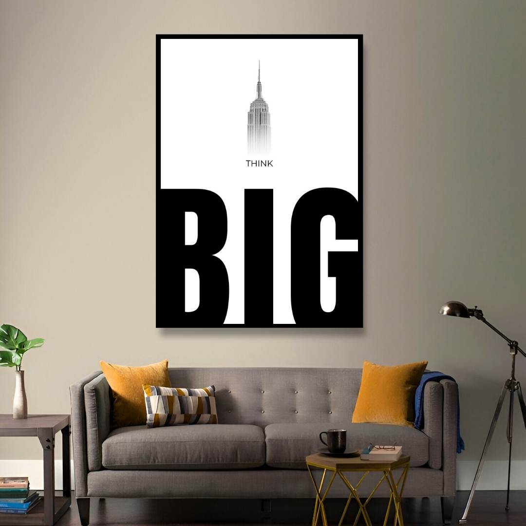 THINK BIG – Bold Motivational Wall Art with Iconic Skyscraper Design