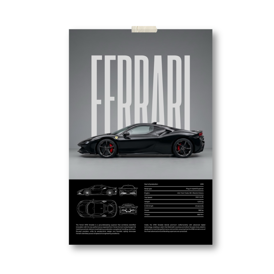 Prancing Ferrari Monochrome