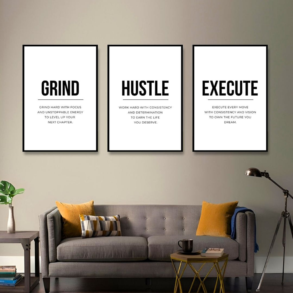 Grind, Hustle & Execute. | SET OF 3 FRAMES