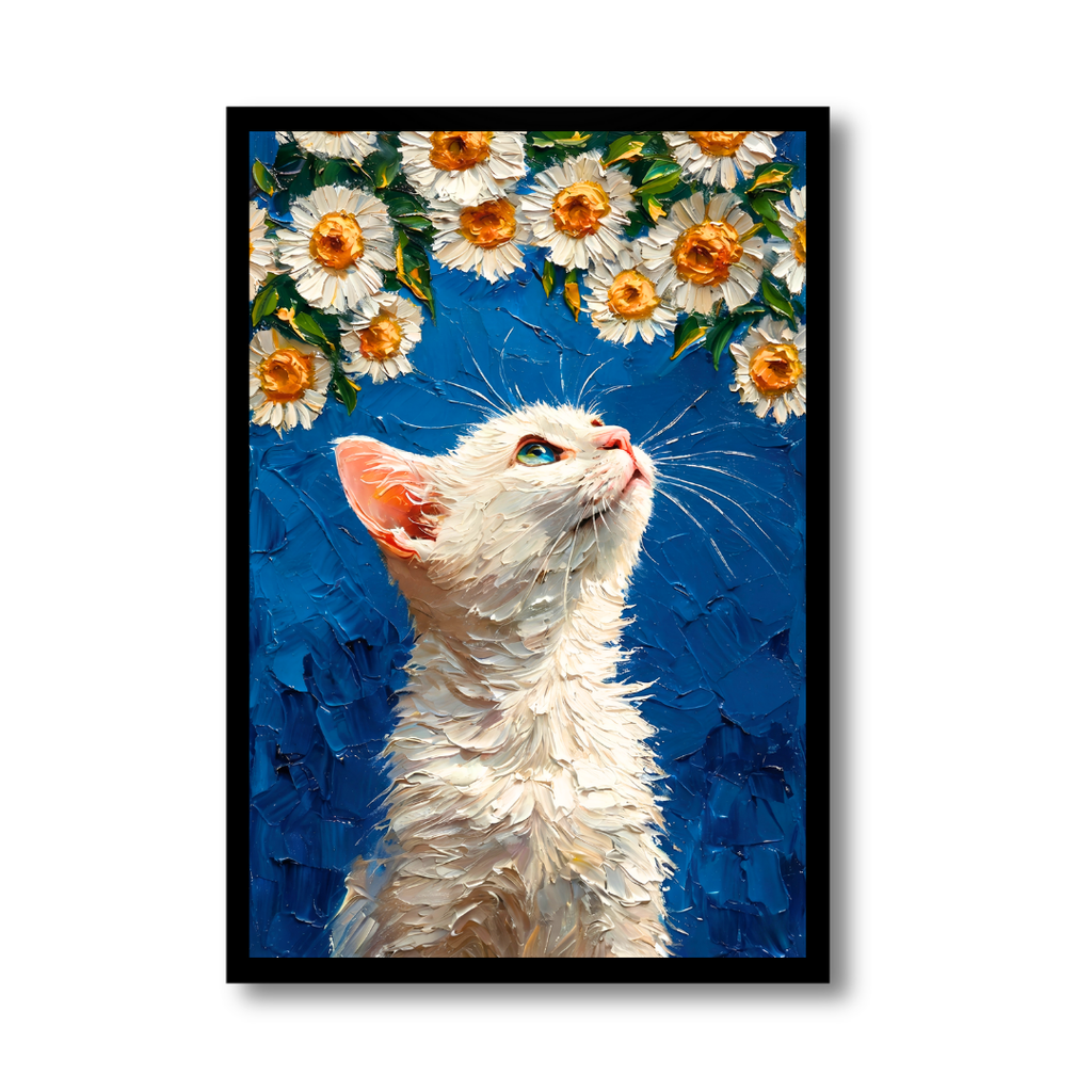 Feline Floral Gaze