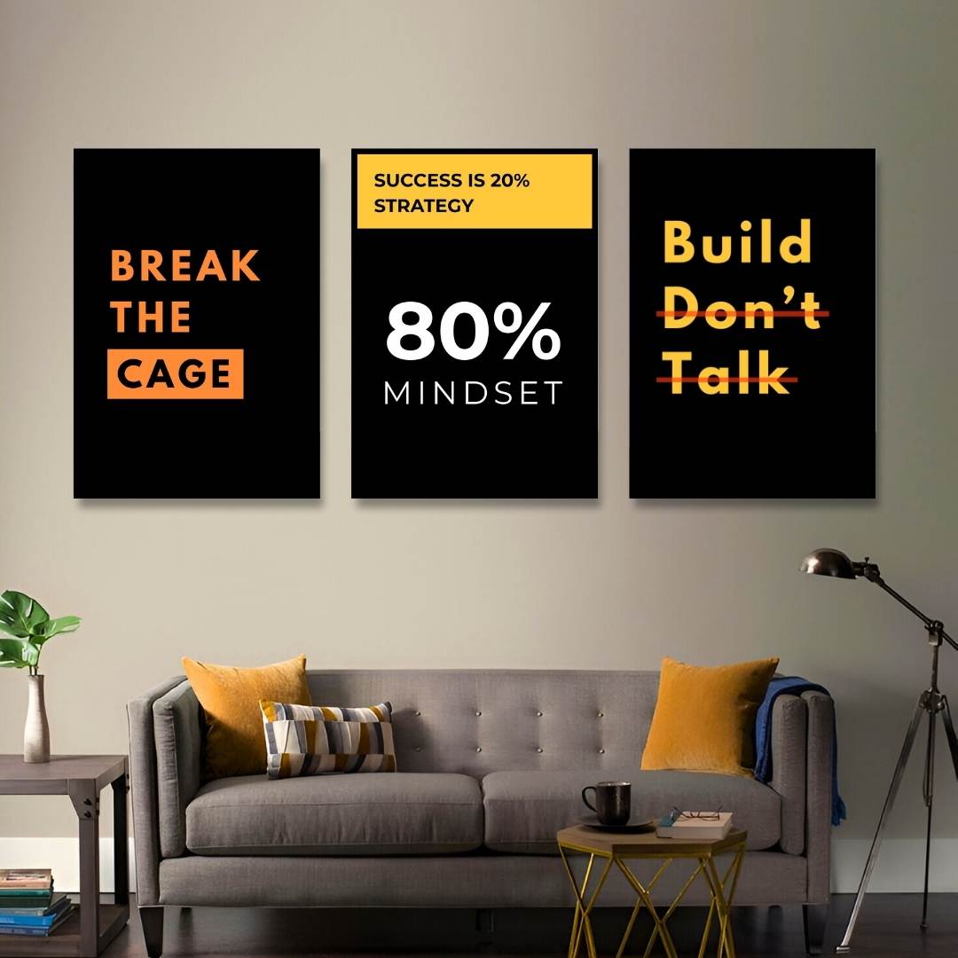 Break, Build, Believe – 3 Motivational Wall Frames