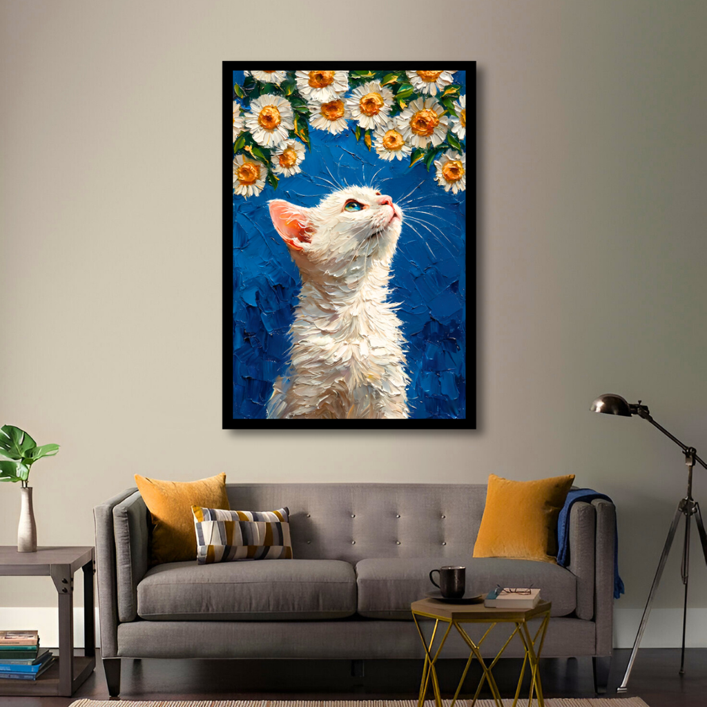 Feline Floral Gaze