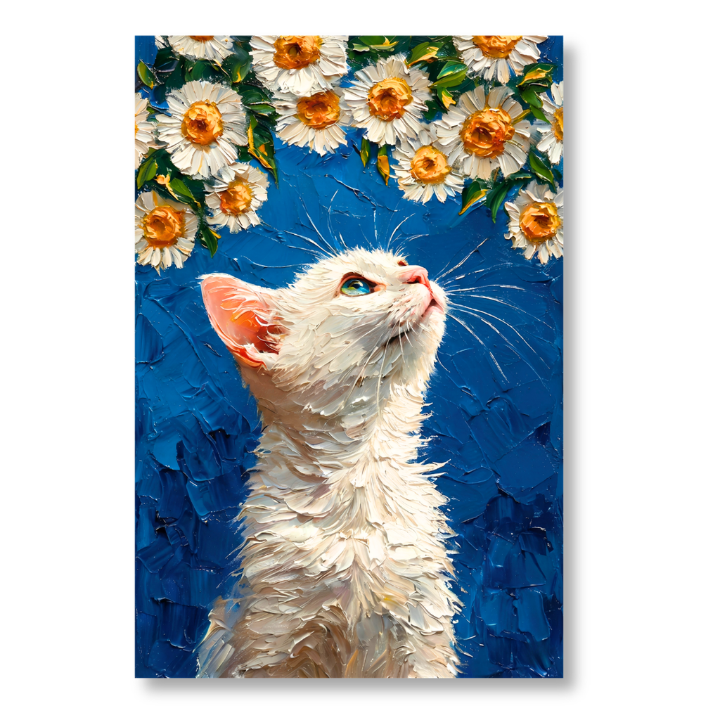Feline Floral Gaze