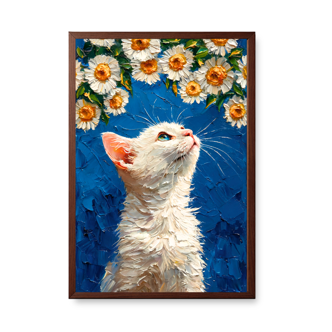 Feline Floral Gaze