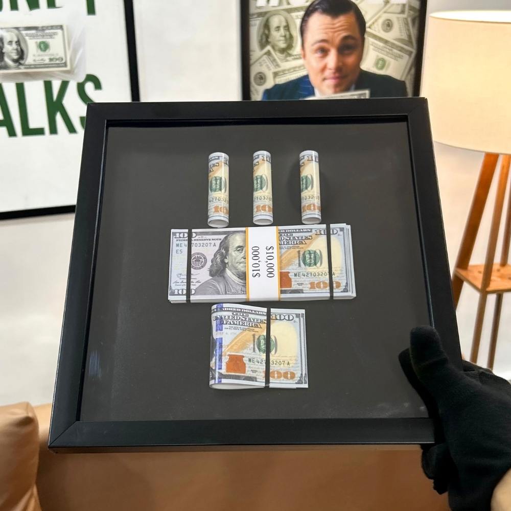 Dollar Roll Frame | 3D Shadow Box Frame | $100 Bill Replica | Shatterproof Glass
