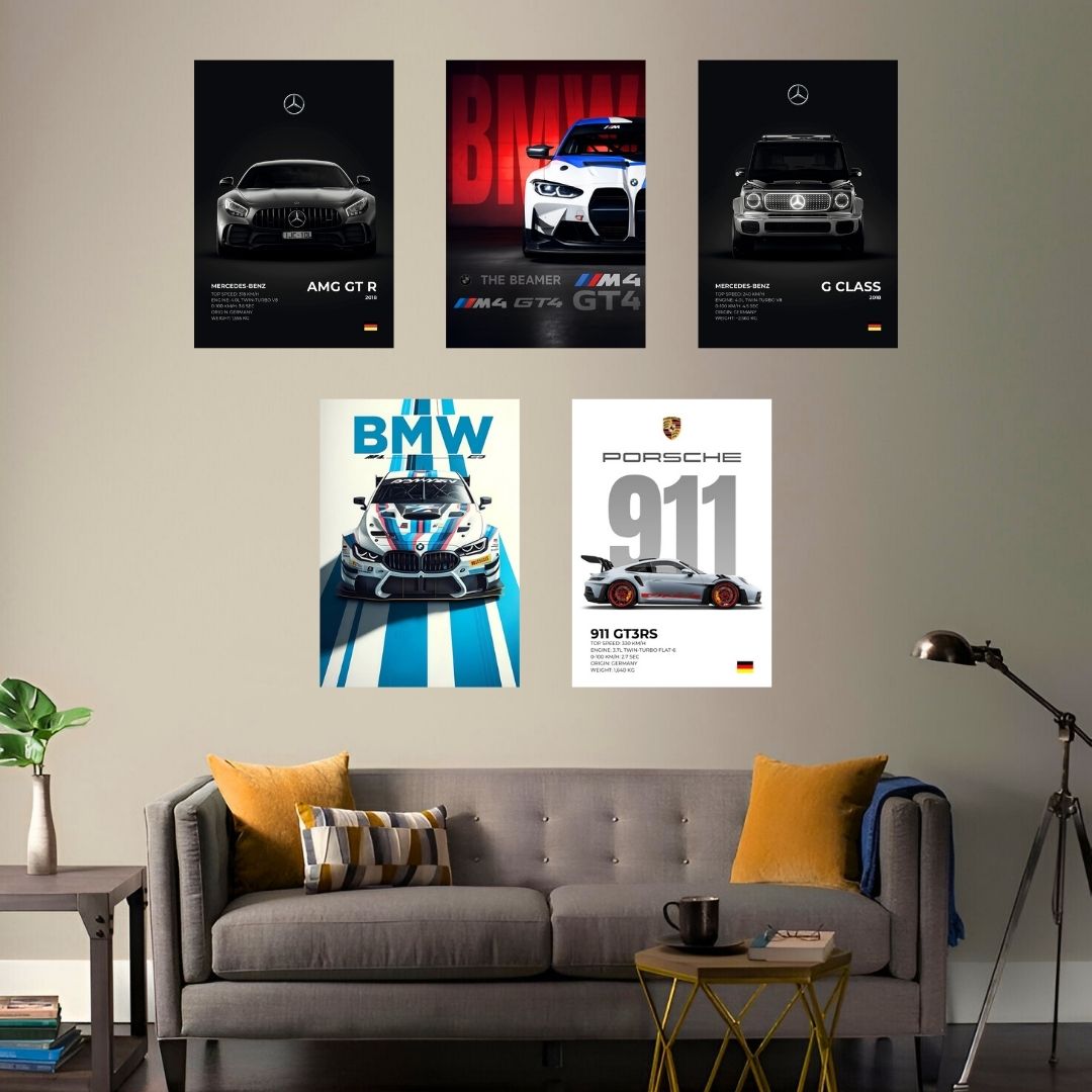 SET OF 5 POSTERS | BEST SELLING LUXURY CARS