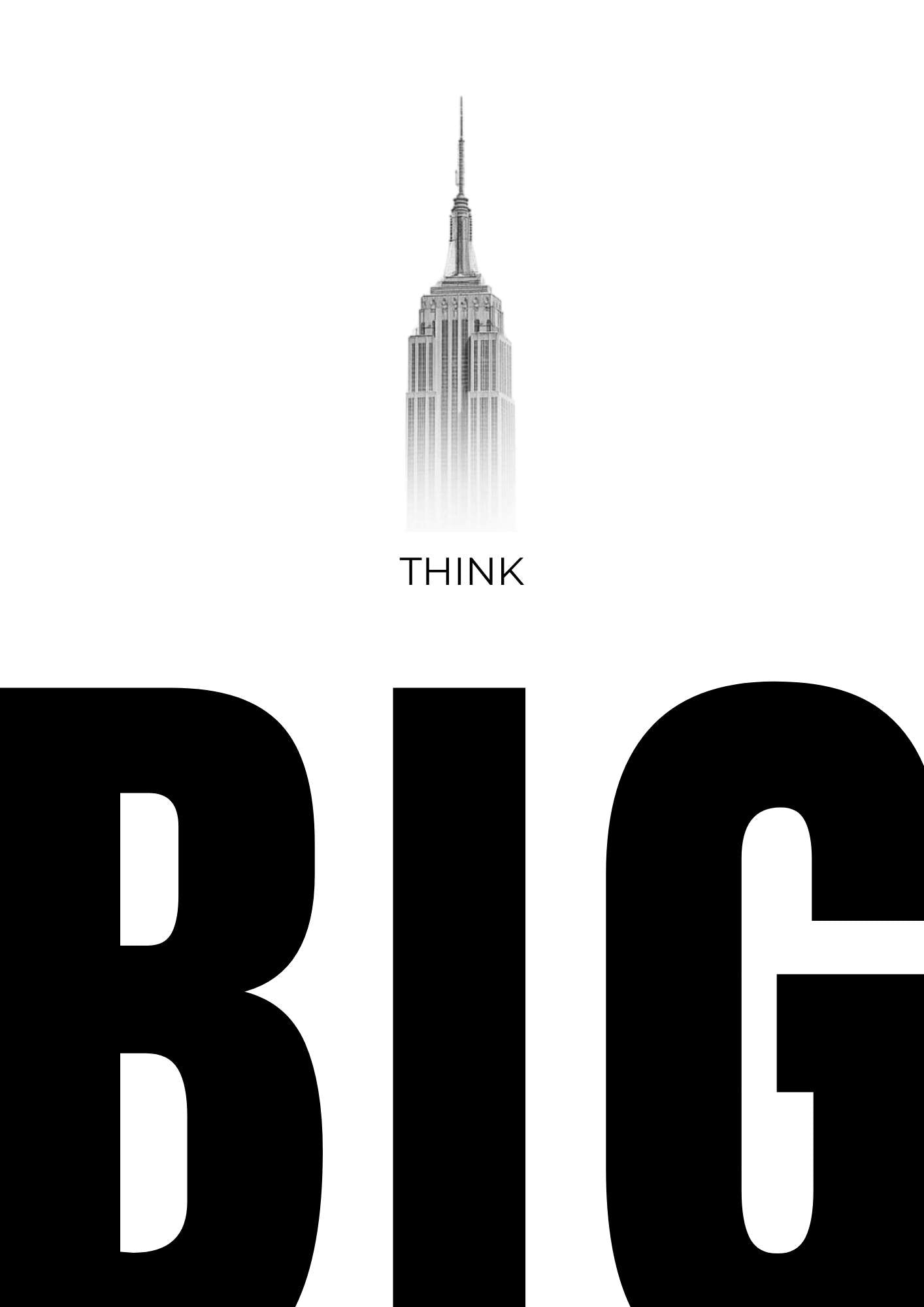 THINK BIG – Bold Motivational Wall Art with Iconic Skyscraper Design