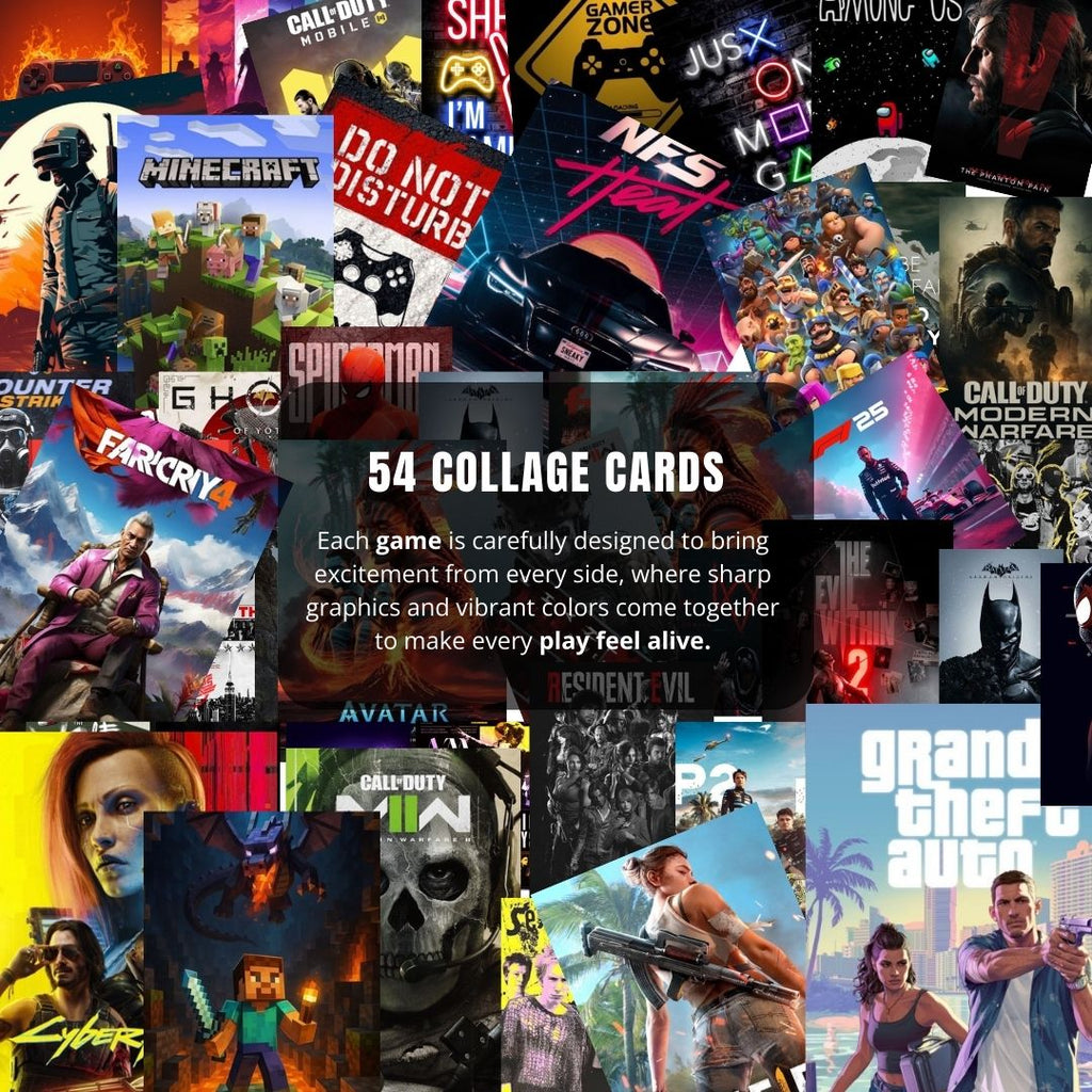 Gaming Collage Poster | Set of 54 | Free Glue Dots | 4x6 inch
