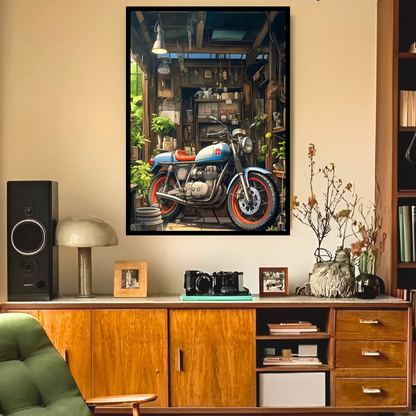 Vintage Motorcycle Graffiti Art