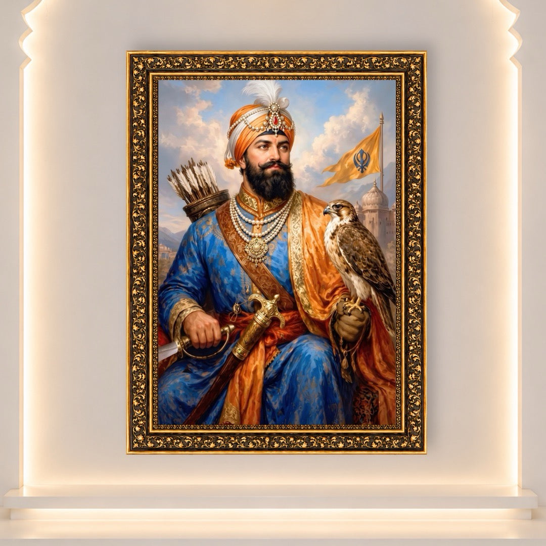 Guru Gobind Singh Ji With Falcon