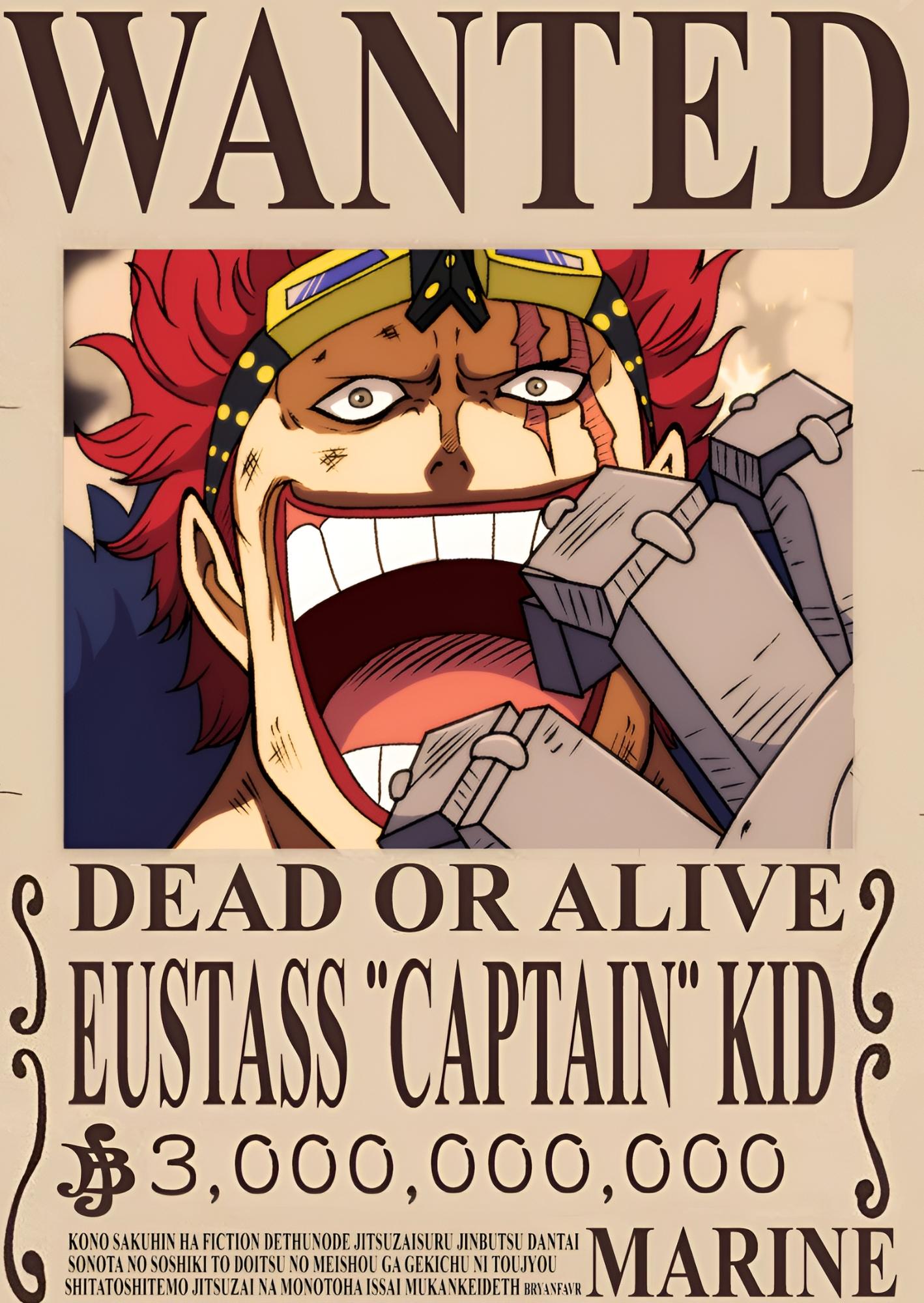 Wanted Legacy Eustass "CAPTAIN" Kid: One Piece