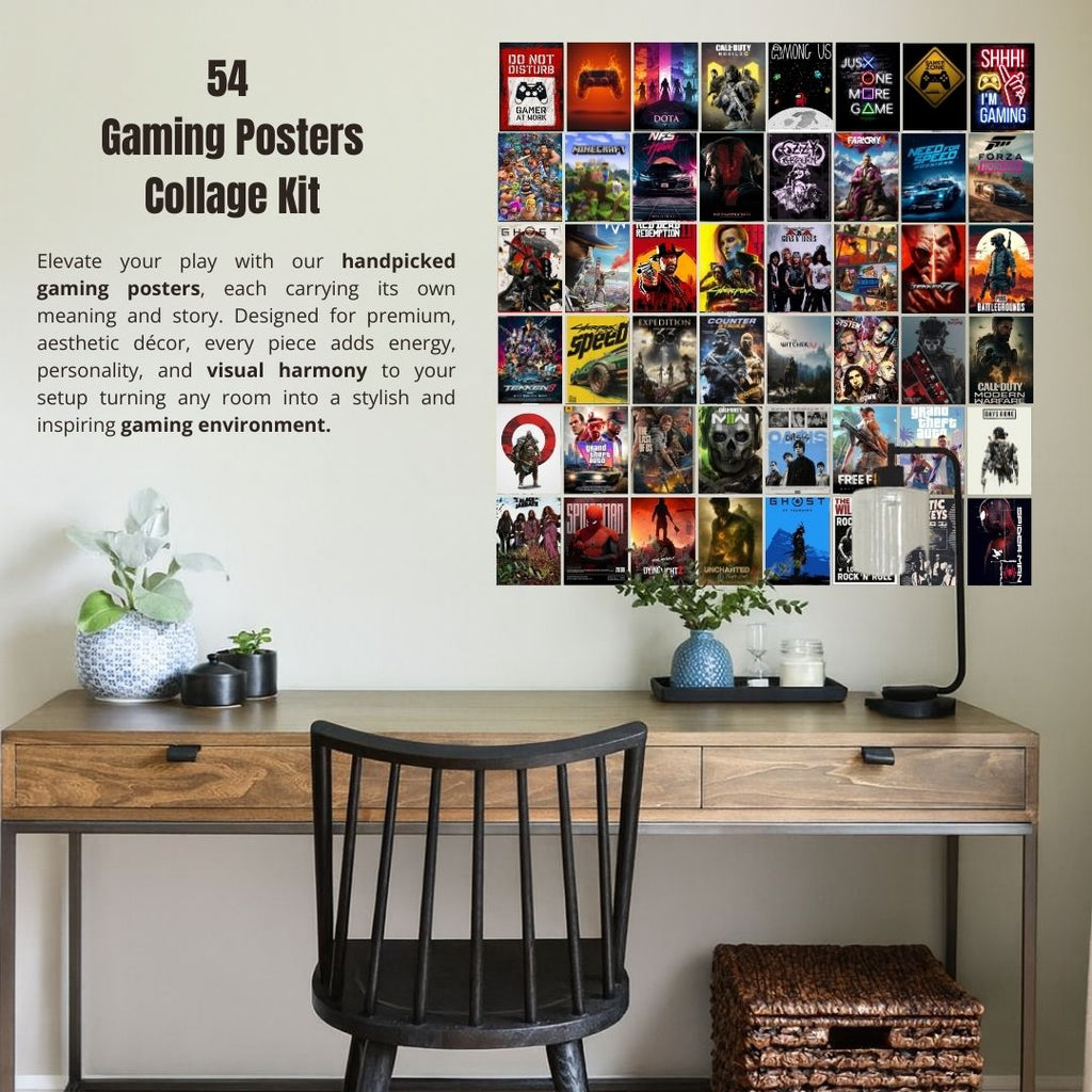 Gaming Collage Poster | Set of 54 | Free Glue Dots | 4x6 inch