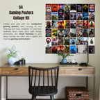 Gaming Collage Poster | Set of 54 | Free Glue Dots | 4x6 inch