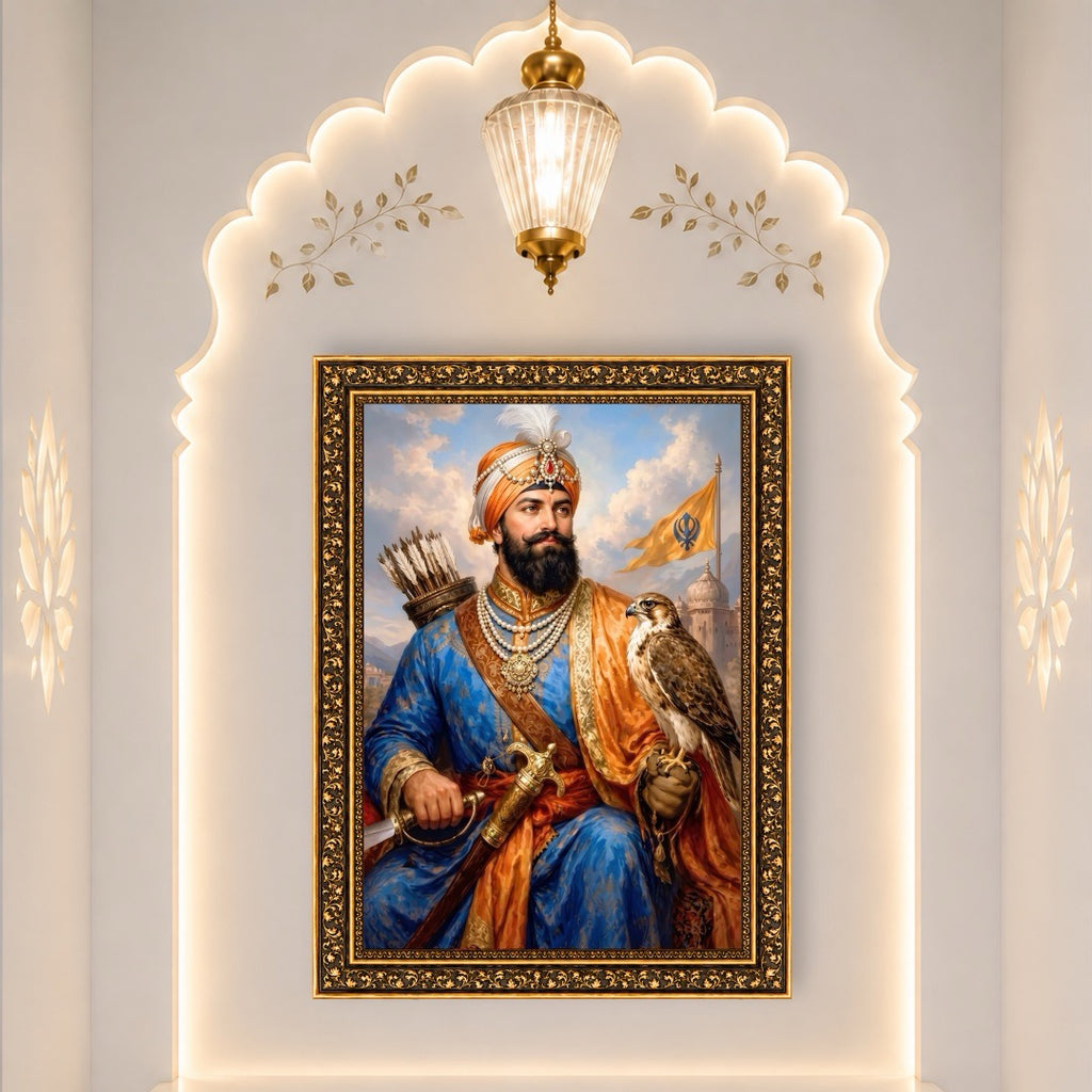 Guru Gobind Singh Ji With Falcon