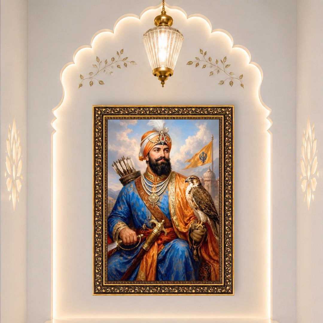 Guru Gobind Singh Ji With Falcon