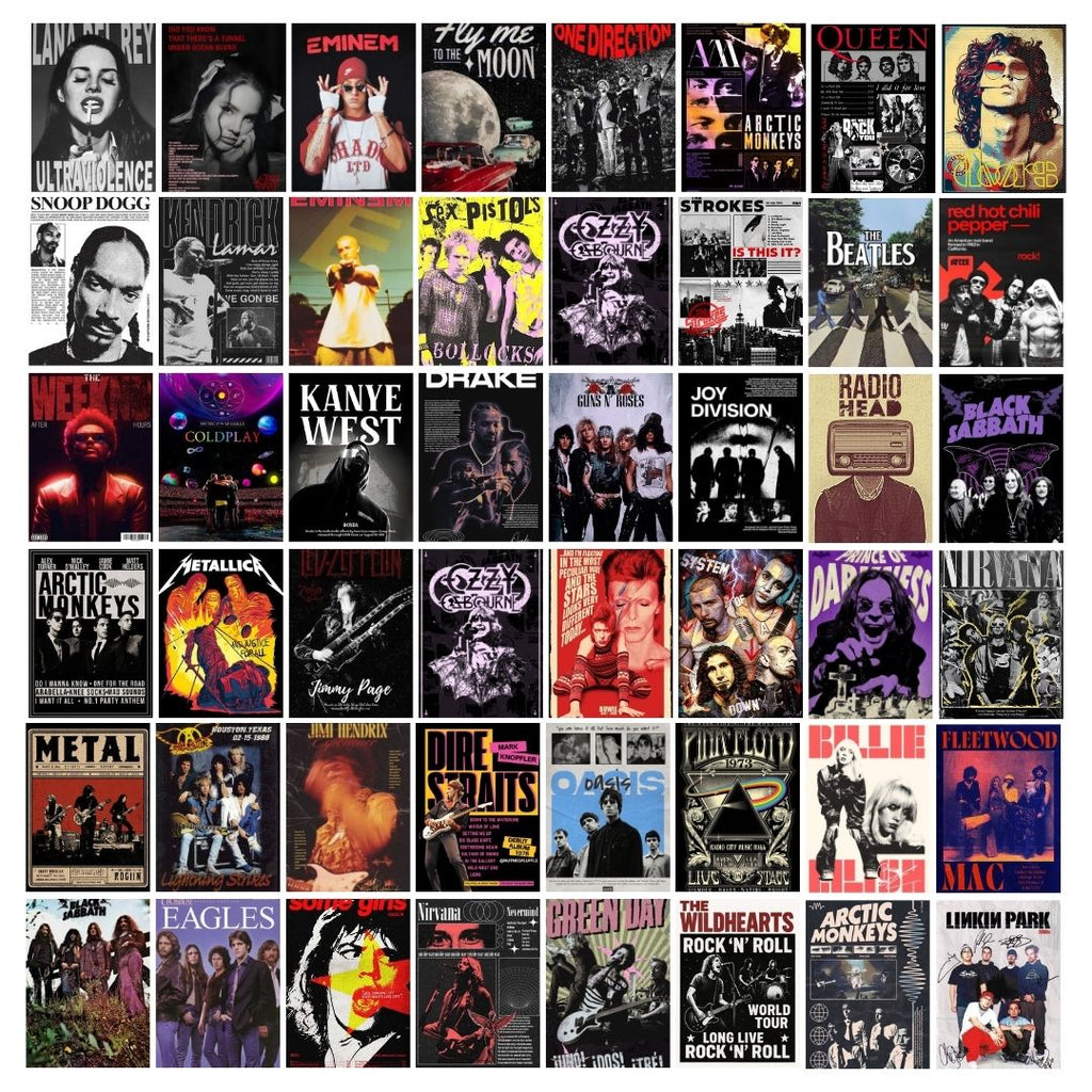 Music Albums Collage Poster | Set of 54 | Free Glue Dots | 4x6 inch