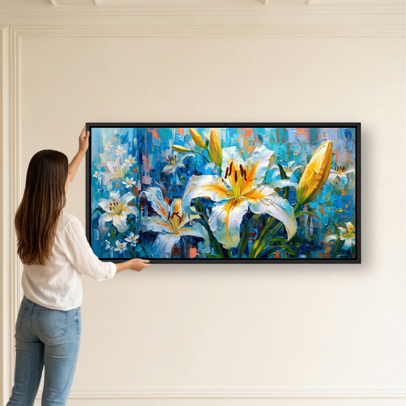 Blue Floral Lily Painting