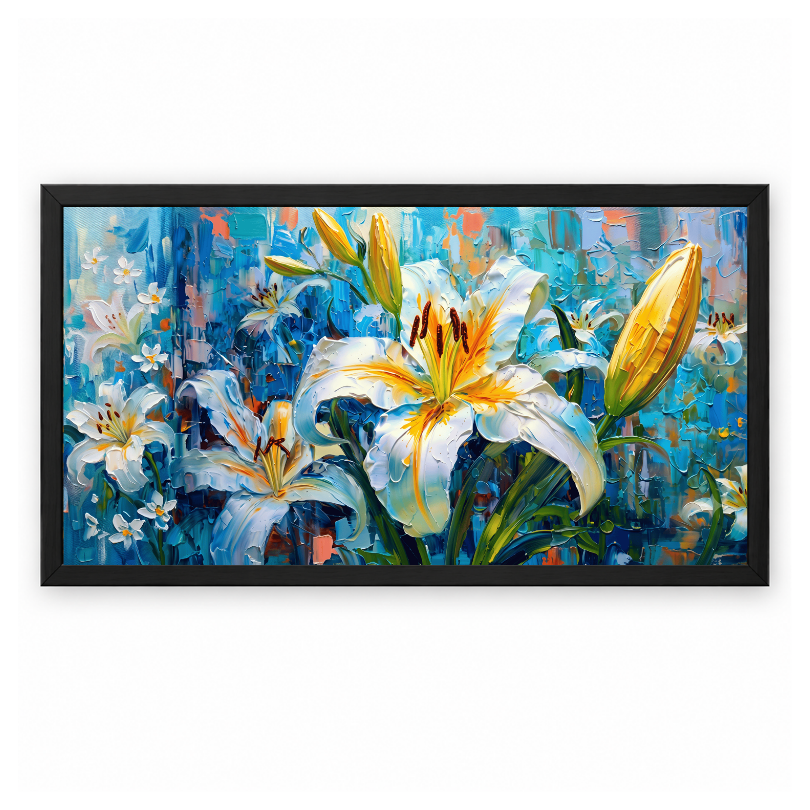 Blue Floral Lily Painting