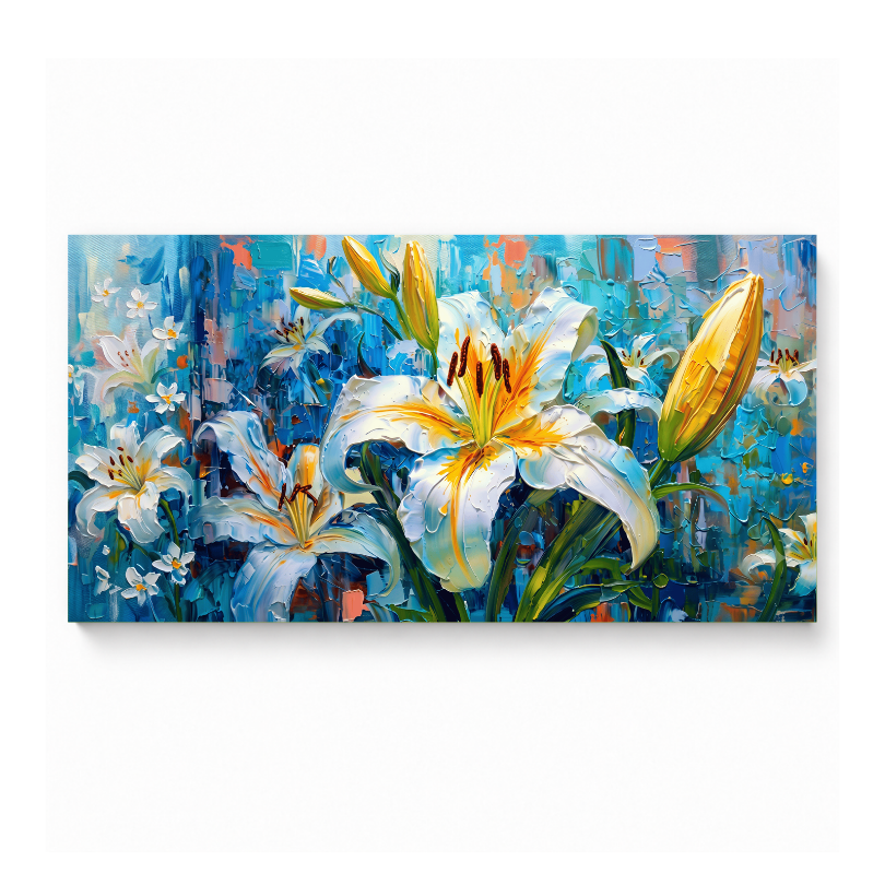 Blue Floral Lily Painting