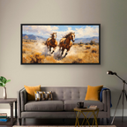 Galloping Horses Prairie Landscape - Image 1